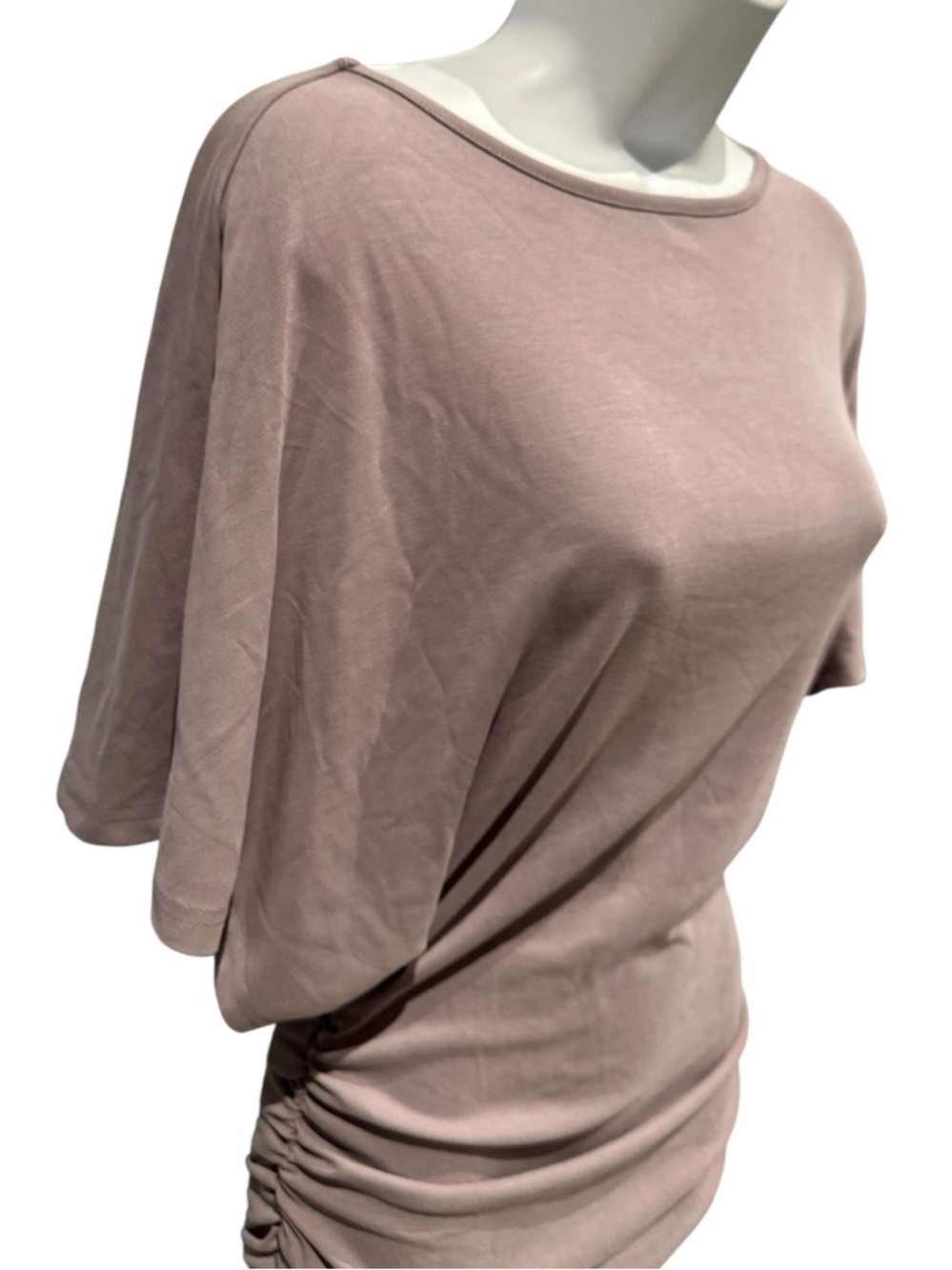 OGL | Sandwashed Effortless Boatneck Batwing Sleeve Side Ruched Top Purple Fog L - Picture 9 of 16